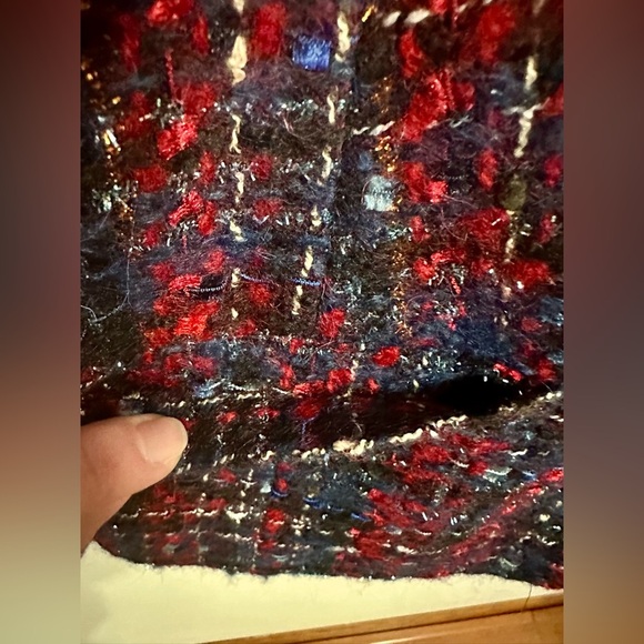 Talbots tweed red blue blazer with metallic detail gold buttons sz 10 gorgeous! - Picture 9 of 12